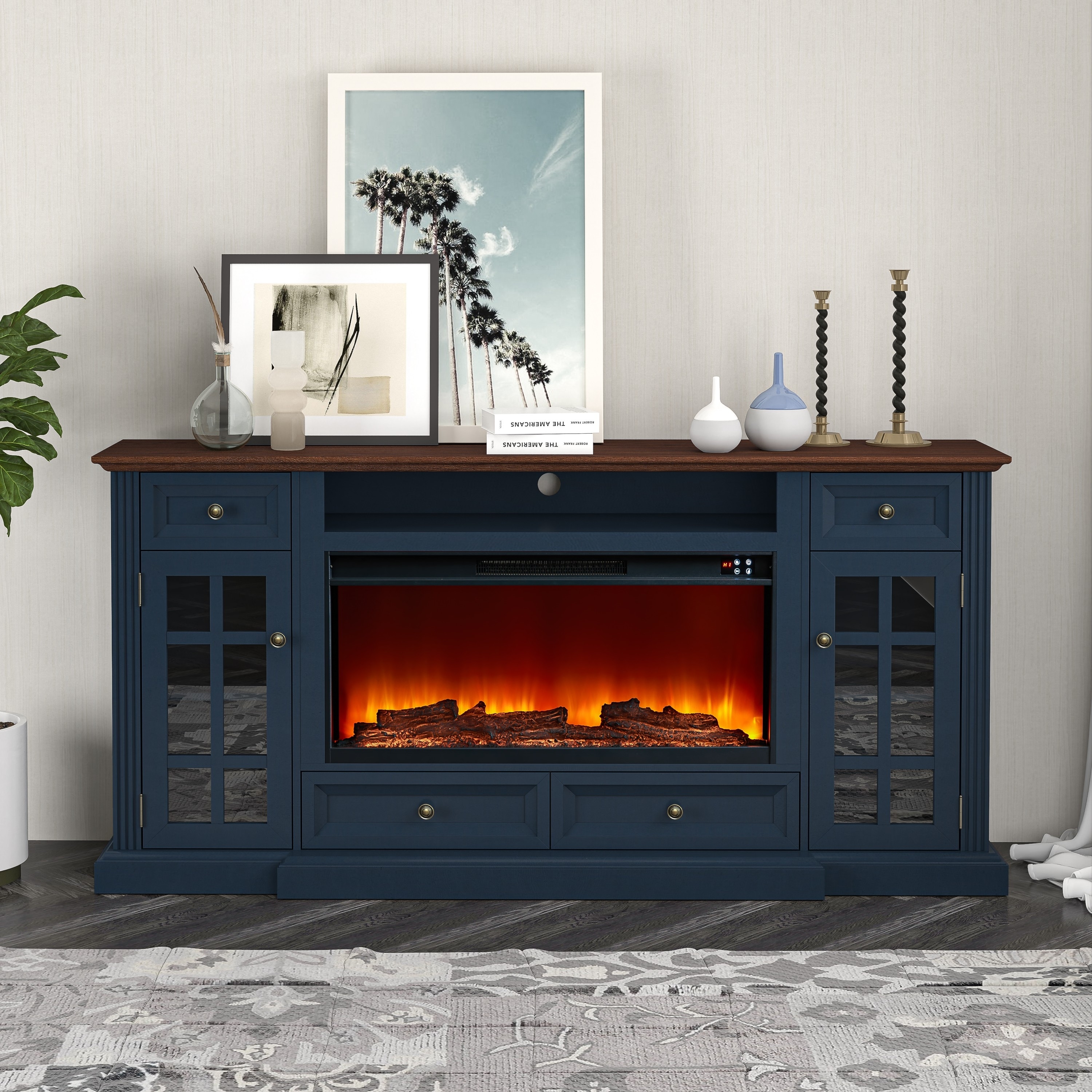 Blue farmhouse tv stand hotsell