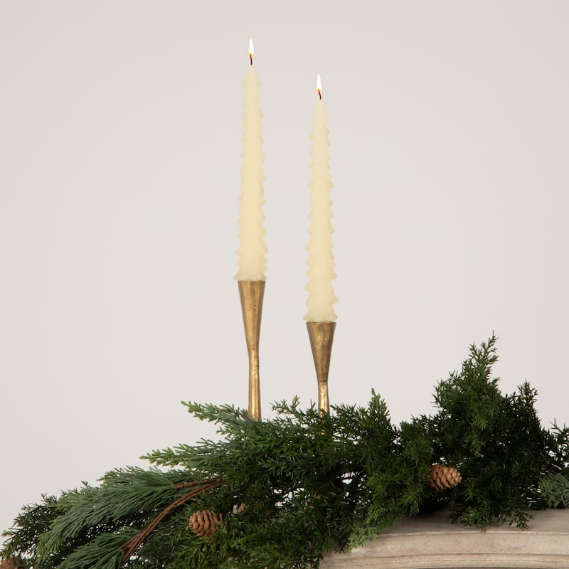 Unscented Tree Shaped Taper Candles, Set Of 2