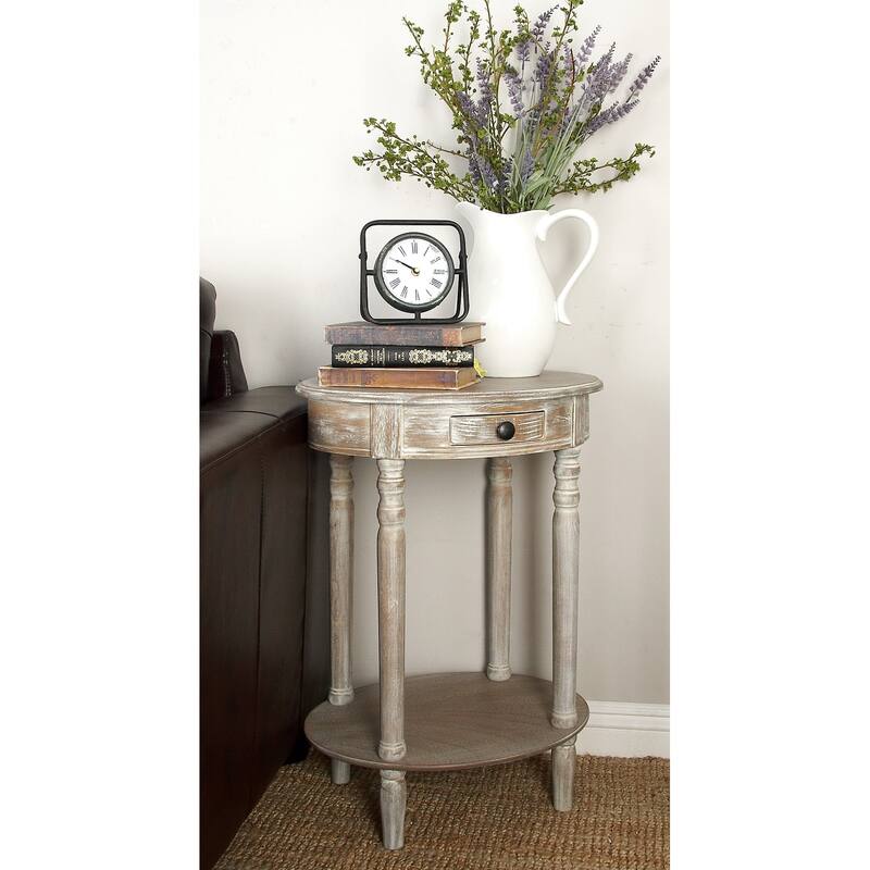 Light Brown Wood Farmhouse Accent Table - 15"W x 20"L x 27"H - Light Brown