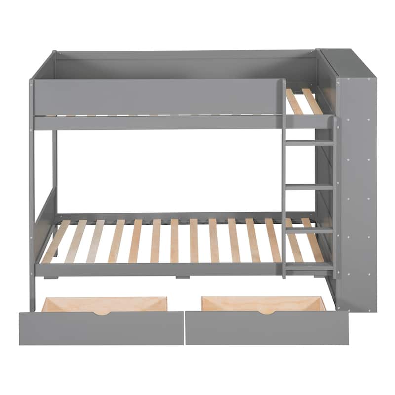 Twin over Twin Wood Bunk Bed with Drawers