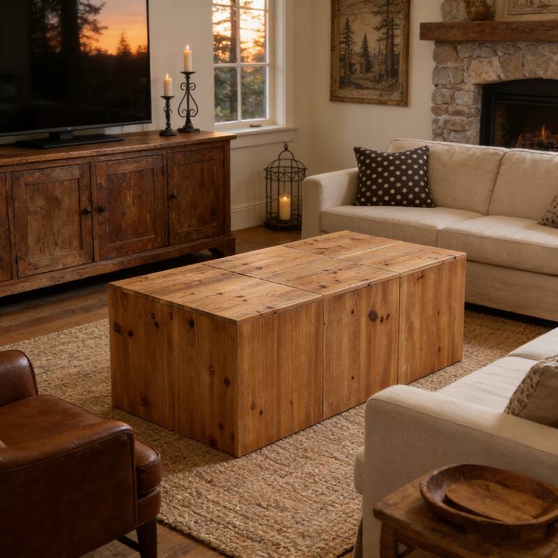 47" Rectangle Solid Wood Coffee Table