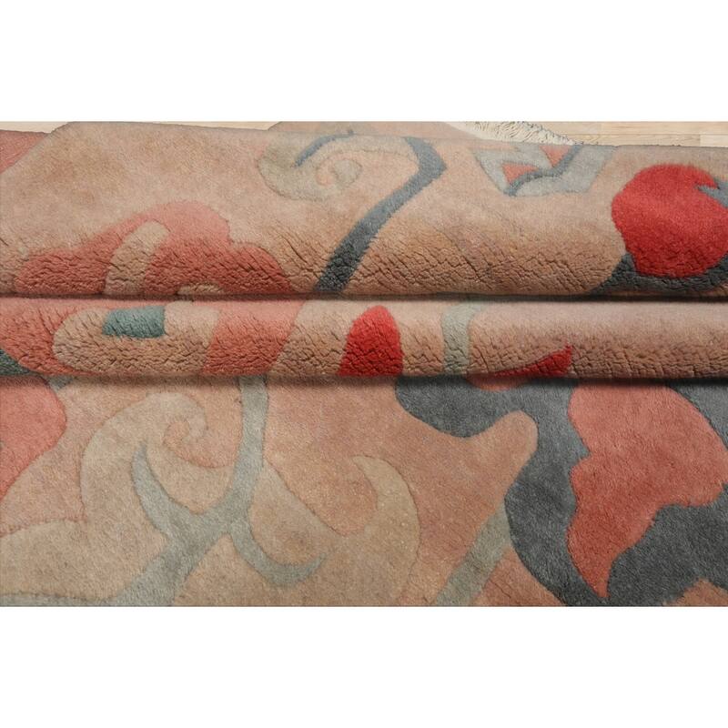 8'10''x11'5'' Hand Knotted Wool Beige Art Deco Plush Pile Area Rug - 8' 10'' x 11' 5''