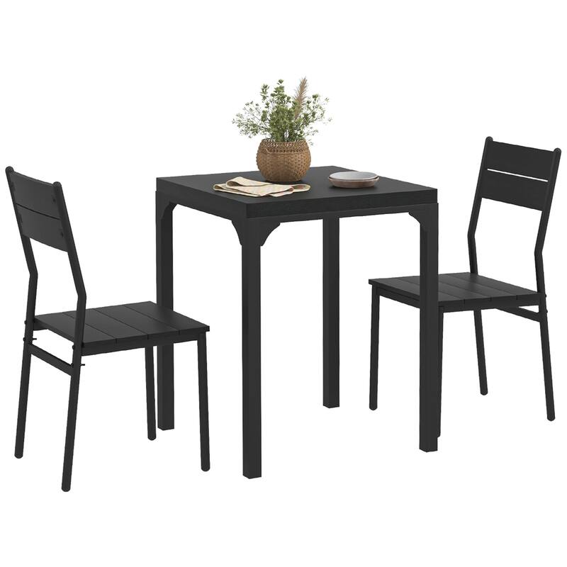 Small Table and Chair Set Casual Coffee Table Restaurant Table and Chair Set 3 Piece with Steel Legs for Breakfast Nook