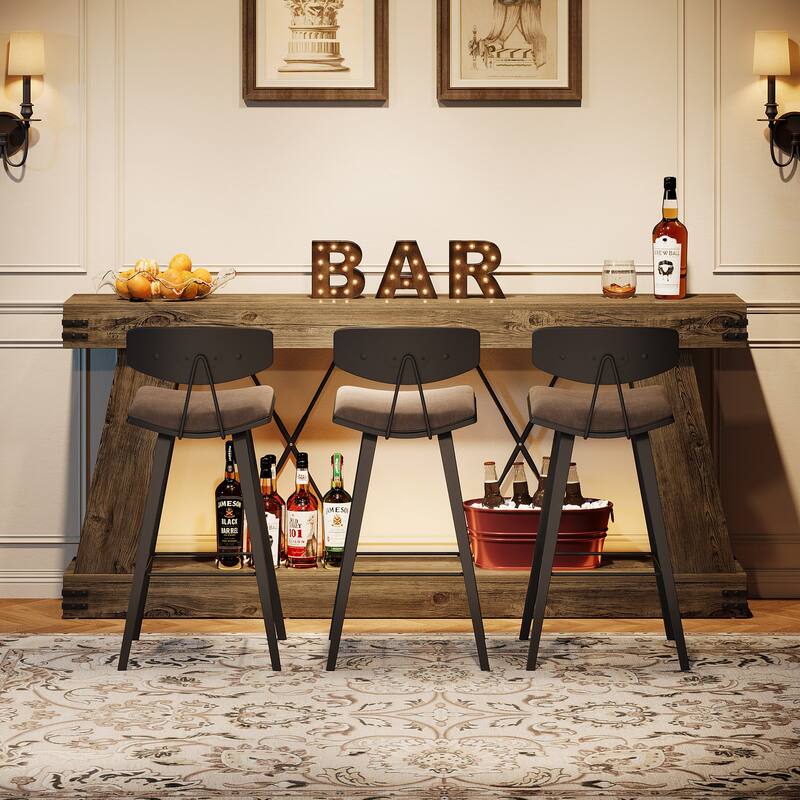 2-Tier Farmhouse Console Table, 70.9” Brown Entryway Table for Living Room - Large