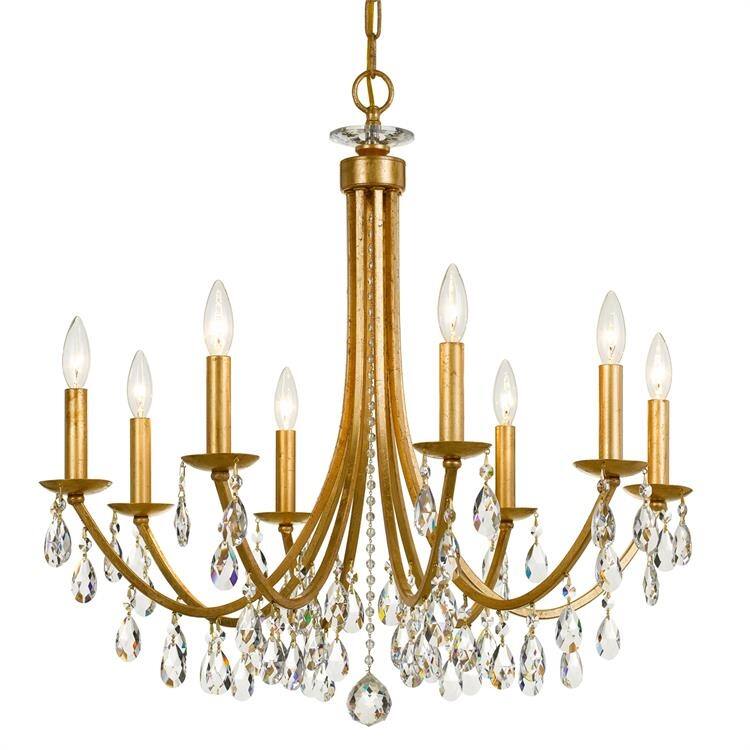Bridgehampton Swarovski Crystal Gold Chandelier - 28'' W x 29'' H - 28'' W x 29'' H