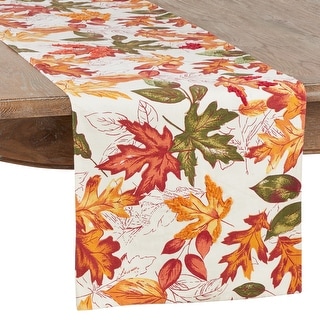 Autumn Table Runner With Embroidered Leaves Design - On Sale - Bed Bath ...