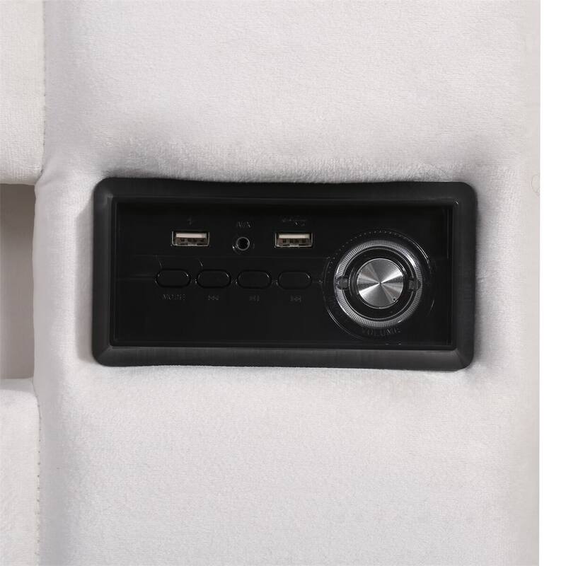 Merax Upholstered Hydraulic Storage Bed with LED light, Bluetooth Player and USB Charging
