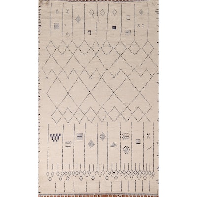 Earth Tone Moroccan Area Rug Hand-Knotted Wool Carpet - 6'0"x 9'7"