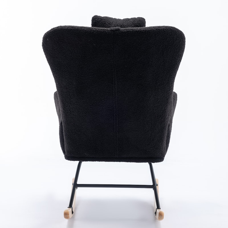 Soft Teddy Fabric Rocking Chair with Pockets