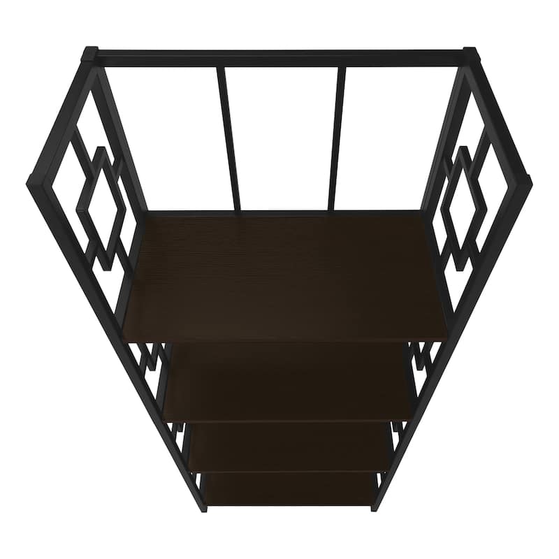 72-Inch High 5-Tier Corner Bookcase with Tray Style Shelves in Walnut Finish for Storage and Organization - 48
