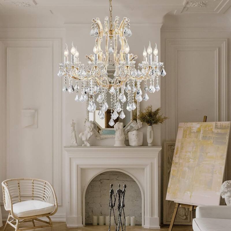 KAYLA 24 Lights Gold Candle Chandelier