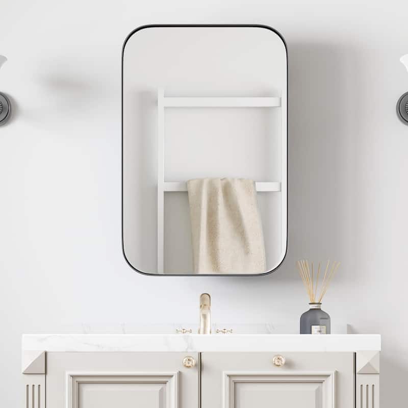 Dovelina Wall Medicine Cabinet Mirror Cabinet Multifunctional Wall-Mounted Mirrored Cabinet with Magnetic Doors - 24*16