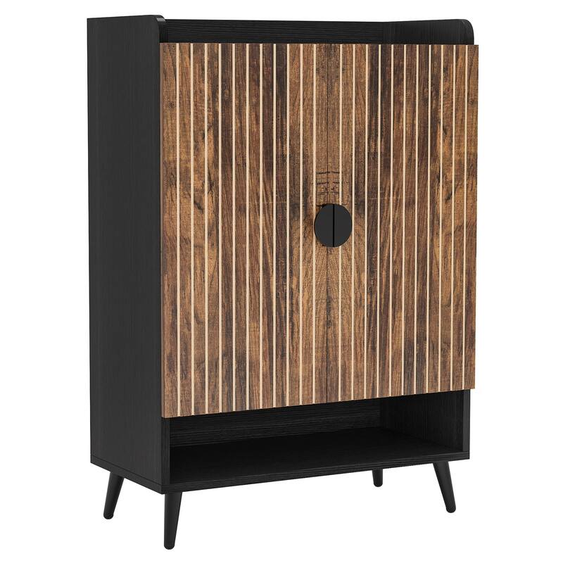 29" Rustic Brown Wooden Shoe Cabinet, 7-Tier