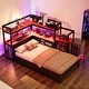 preview thumbnail 3 of 6, Twin Gaming Daybed with Desk and LED Lights, Storage Drawers, Charging Station, Bookcase Headboard Bed Frame