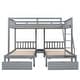 preview thumbnail 3 of 17, Merax Full Over Twin & Twin Bunk Bed, Wood Triple Bunk Bed with Drawers and Guardrails
