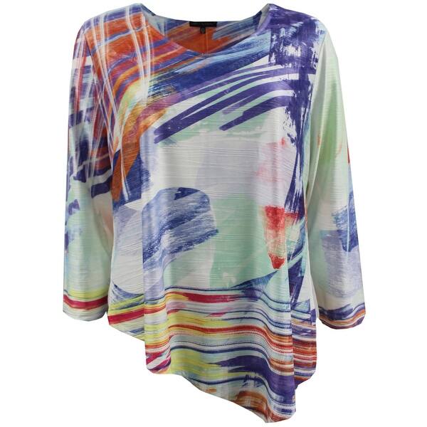 Shop Women Plus Size Long Sleeve Abstract Fashion Blouse Tee Shirt