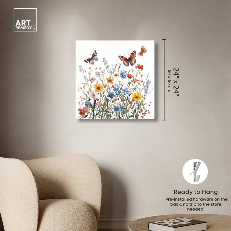 Garden of Fluttering Canvas by Art Remedy, Gallery Wrapped