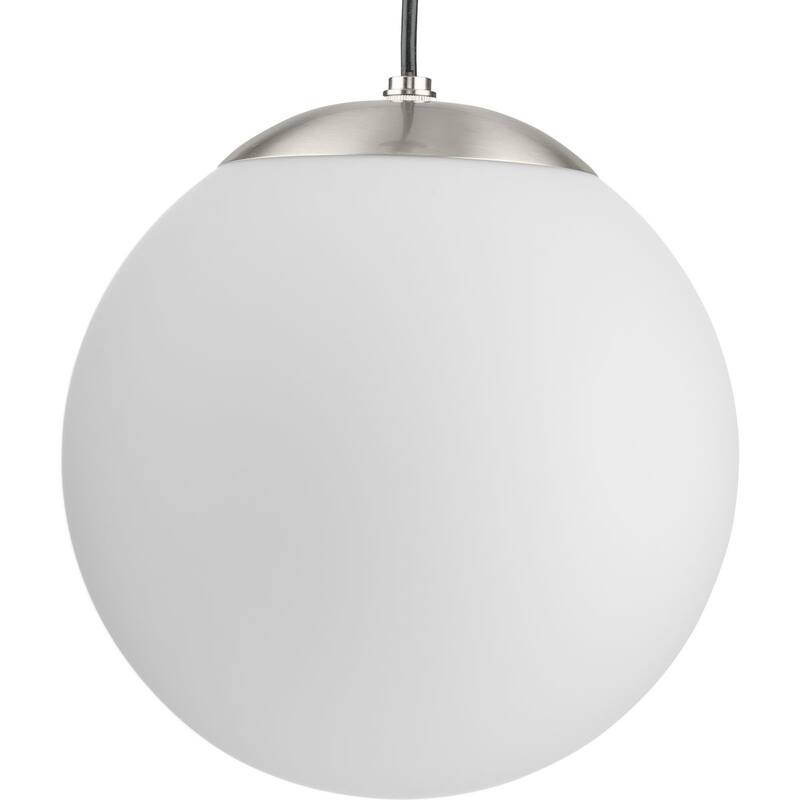 Atwell Collection Brushed Nickel and Opal Glass Globe Medium Hanging Pendant Light - 10 in x 10 in x 10.5 in - 10 in x 10 in x 10.5 in