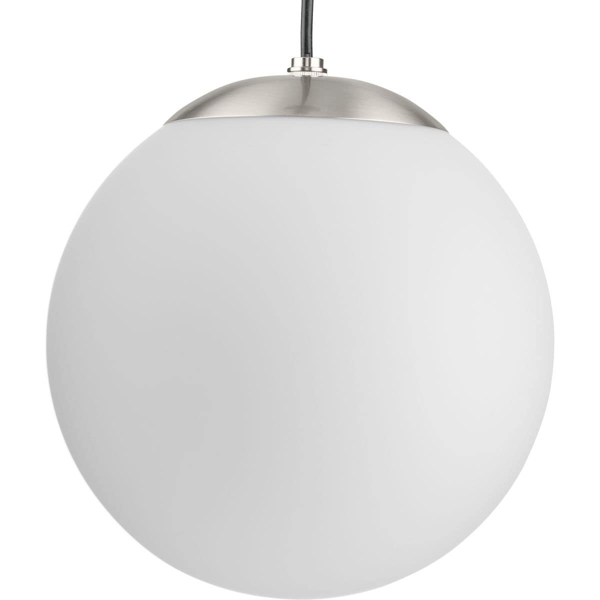 Progress Lighting Atwell Collection Brushed Nickel and Opal Glass Globe Medium Hanging Pendant Light - 10 in x 10 in x 10.5 in