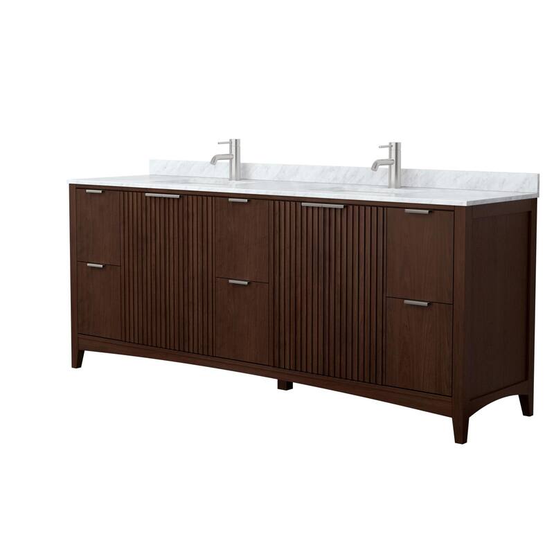 Wyndham Collection WCF9191-84D-CMUNSMXX Palmilla 84" Free Standing - Dark Walnut / Brushed Nickel Hardware