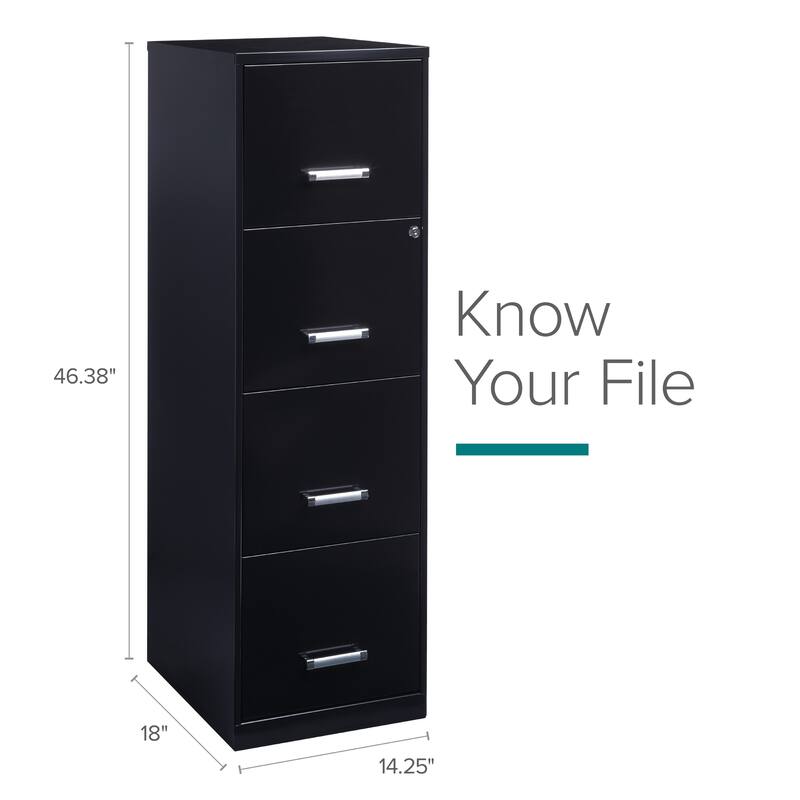 Space Solutions 18-inch Deep 4-drawer Black Metal File Cabinet