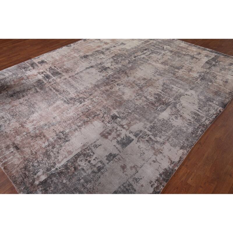 All-Over Abstract Indian Area Rug Handmade Wool Carpet - 8'0"x 10'2"