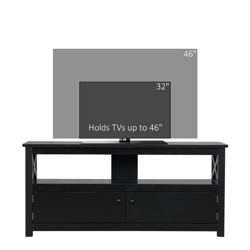 HOMCOM TV Cabinet Stand for TVs up to 46 Inches, Entertainment Center with Storage Shelf and Cupboard for Living Room