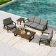 preview thumbnail 97 of 99, 5-Piece Teak Outdoor Conversation Set with Tables.