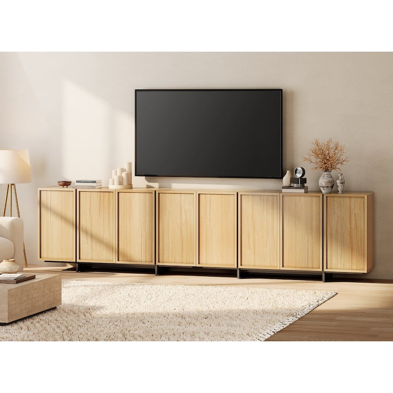 WAMPAT TV Stand for 32-75 Inch TVs, Modern TV Console, Entertainment Center with T-Shaped Legs for Living Room