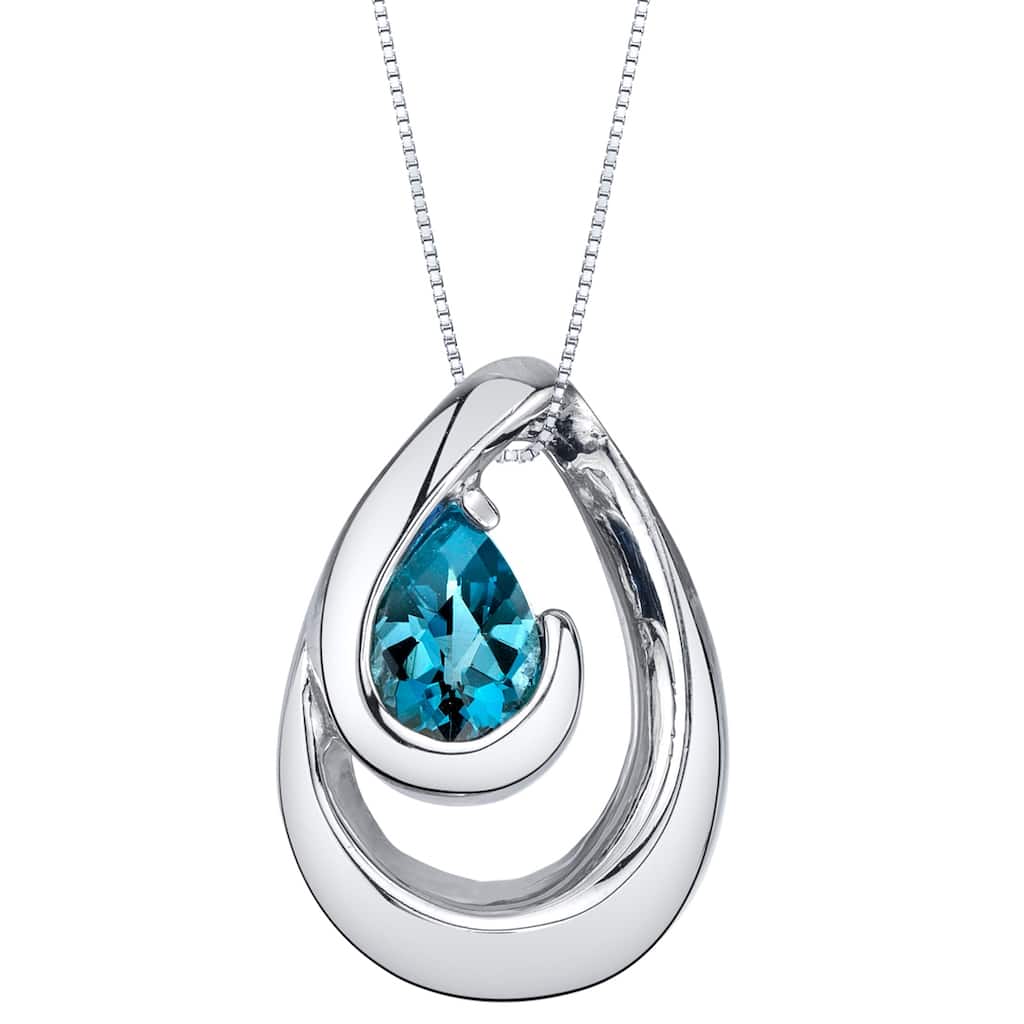 0.75 ct London Blue Topaz Pendant in Sterling Silver