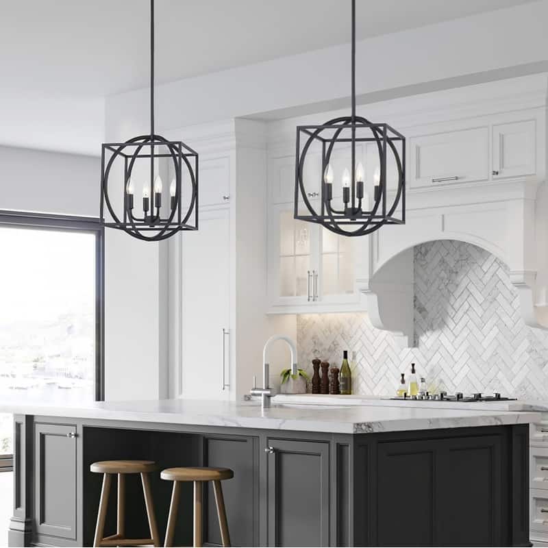 KAWOTI 60.5" Adjustable 4-Light Geometric Pendant Light