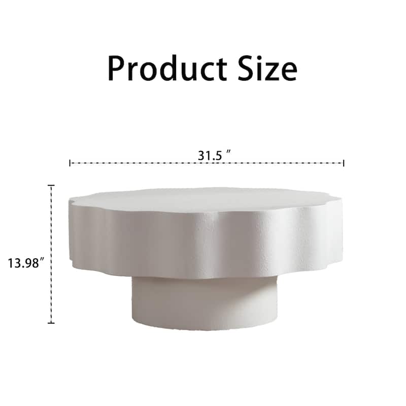 Scalloped White Coffee Table: Unique Wave-Edge Shape, Elegant Focal Piece for Stylish Spaces