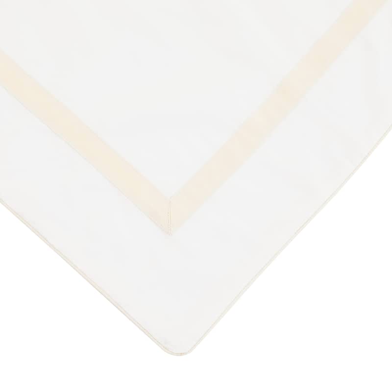 Cotton Percale Hotel Border Piping Ivory Duvet Cover Set - Ivory - King - 3 Piece