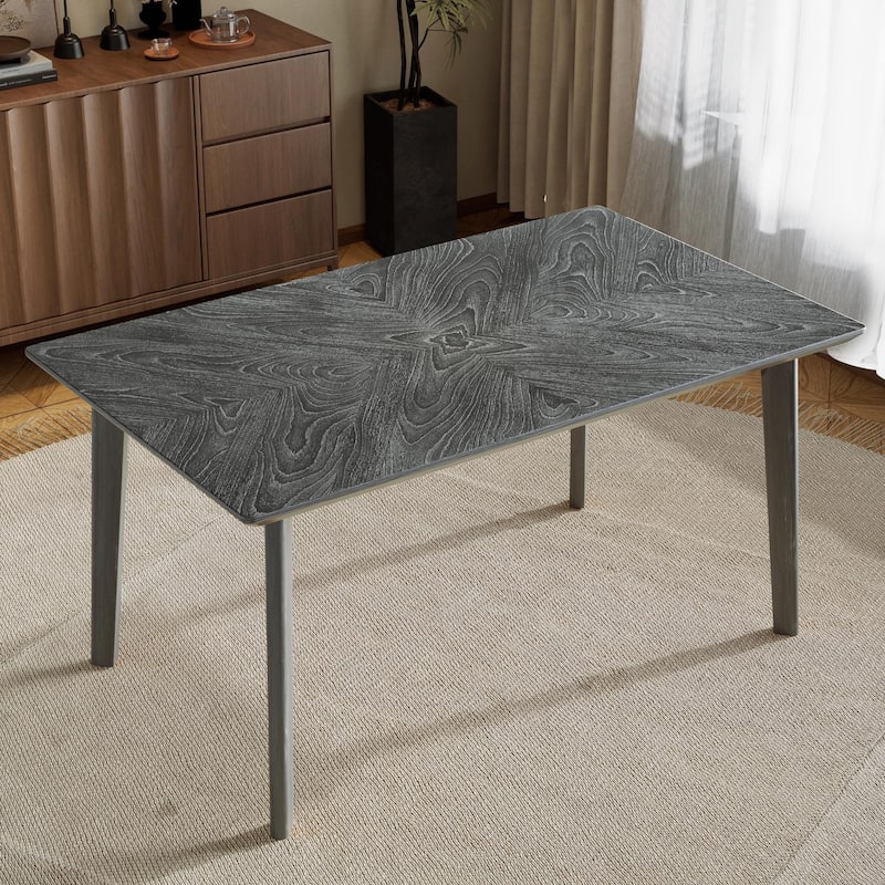 Retro Rubberwood Dining Table - Seats 6 - Farmhouse Style - Grey
