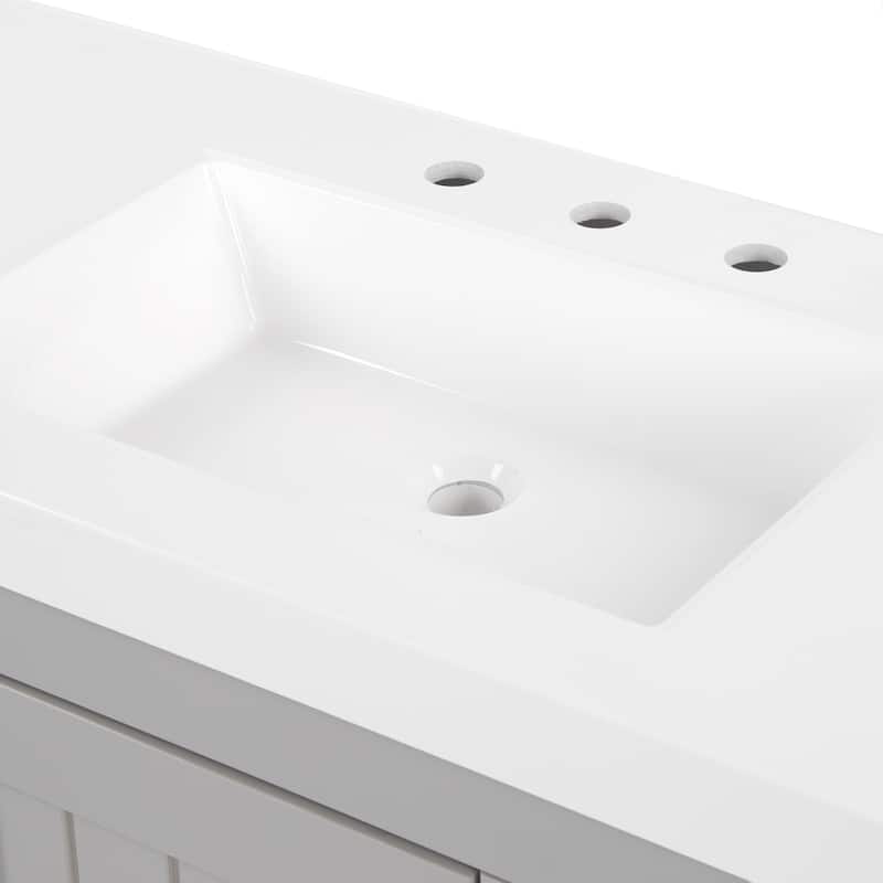 Chamiree 42.5" Bathroom Vanity With Cabinet, 6 Drawers, and White Sink Top