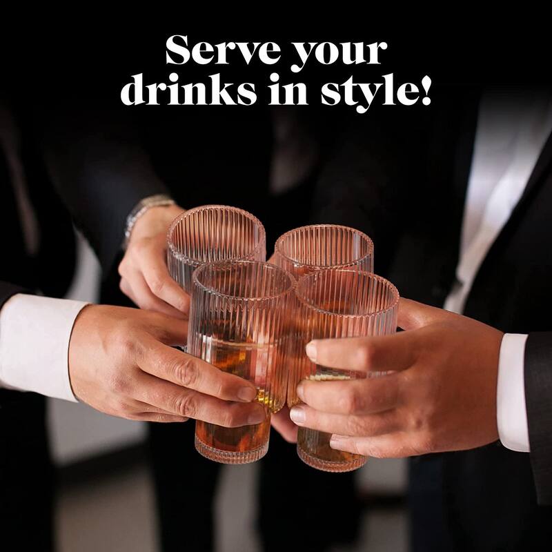American Atelier Vintage Ribbed Fluted Glasses Set of 4