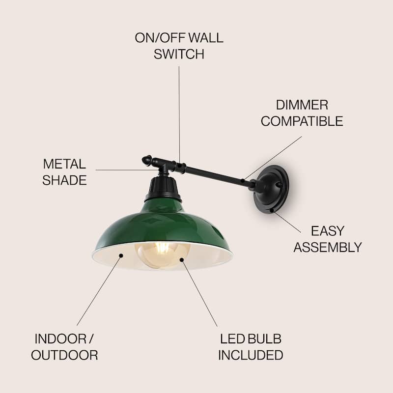 12.25" Indoor/Outdoor LED Arm Sconce, By JONATHAN Y - 12.25