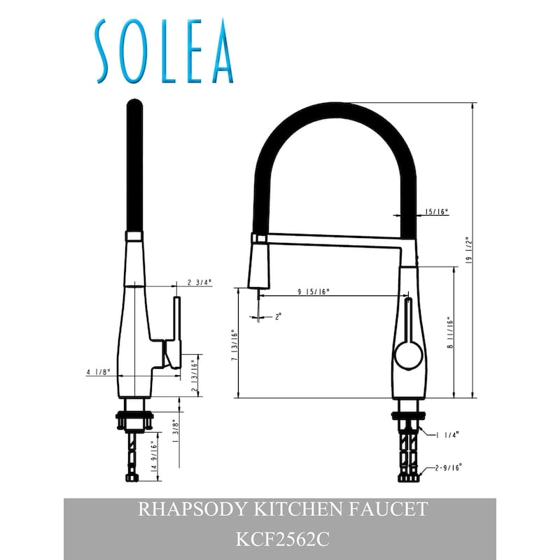 SAFAVIEH Solea Rhapsody Stainless Steel Dual Function Pull-Down Spray Kitchen Faucet - 9.9" x 4.1" x 19.5"