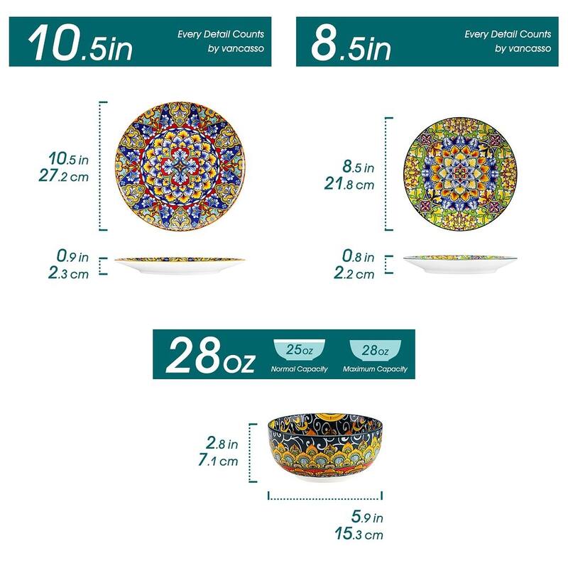 vancasso SIMI Bohemian 12-piece Porcelain Pattern Dinnerware Set