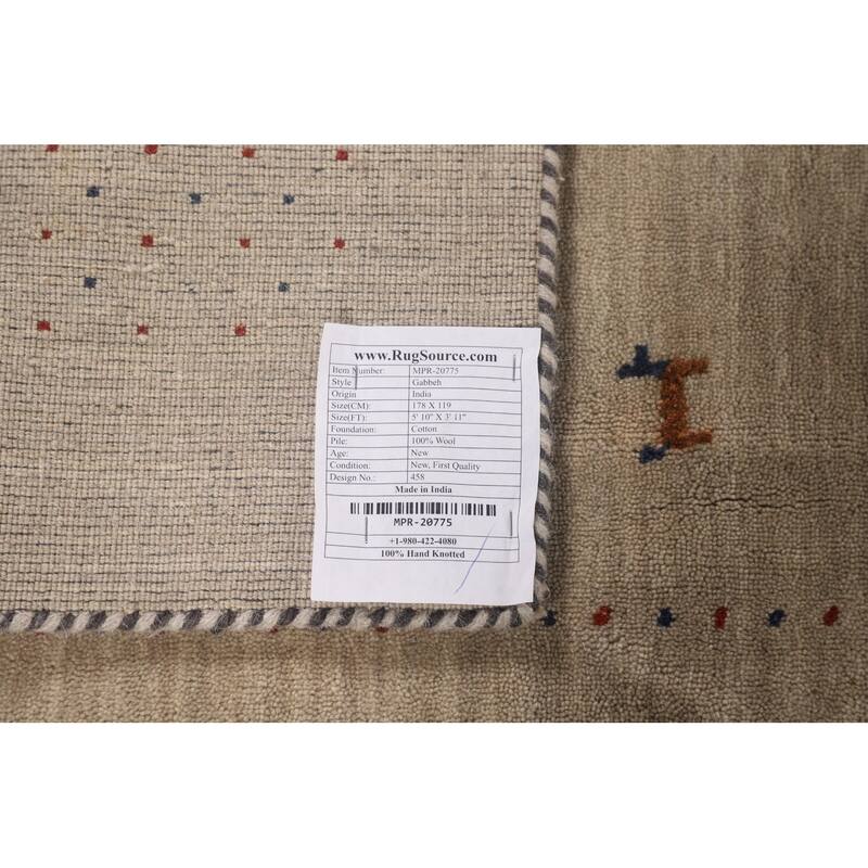 Little Animals Tribal Gabbeh Indian Foyer Rug Hand-Knotted Wool Carpet - 3'11"x 5'10"
