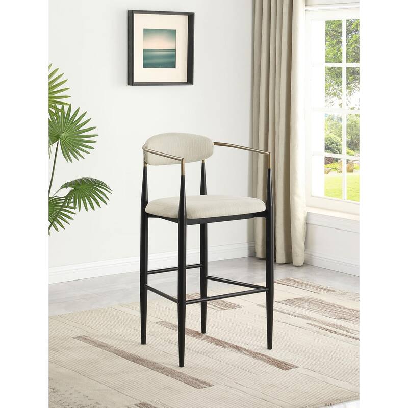 Renfroe Upholstered Stool with Metal Leg - Beige - Bar Height/Bar height/Counter Height