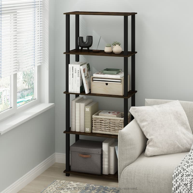 3 Tiers Wood Household Shelving Unit in Pine/Black (23.6 in. W x 29.5 in. H x 11.4 in. D), Set of 2 - 23.6