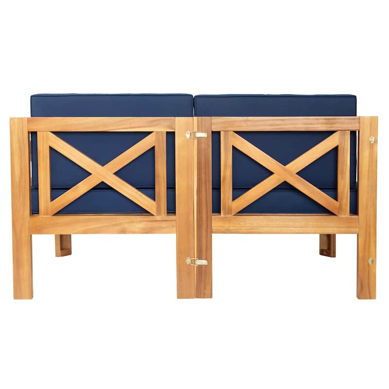 5 Piece Outdoor Patio Furniture Set, All Weather Outdoor Conversation Set, Wooden Sectional Sofa Set with Coffee Table