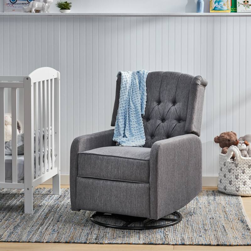 360° Rotation Lounge Chair with Classic Style for Living Room or Bedroom, Lever-Control Recliner for Reading & Relaxation