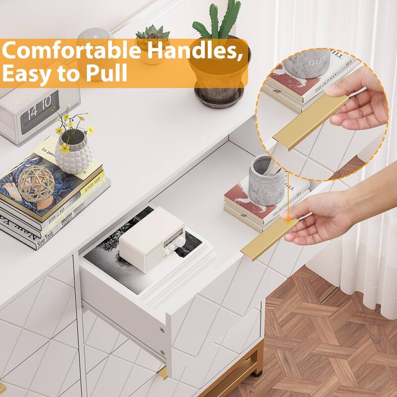 8 Drawer Dresser with Metal Handles for Bedroom