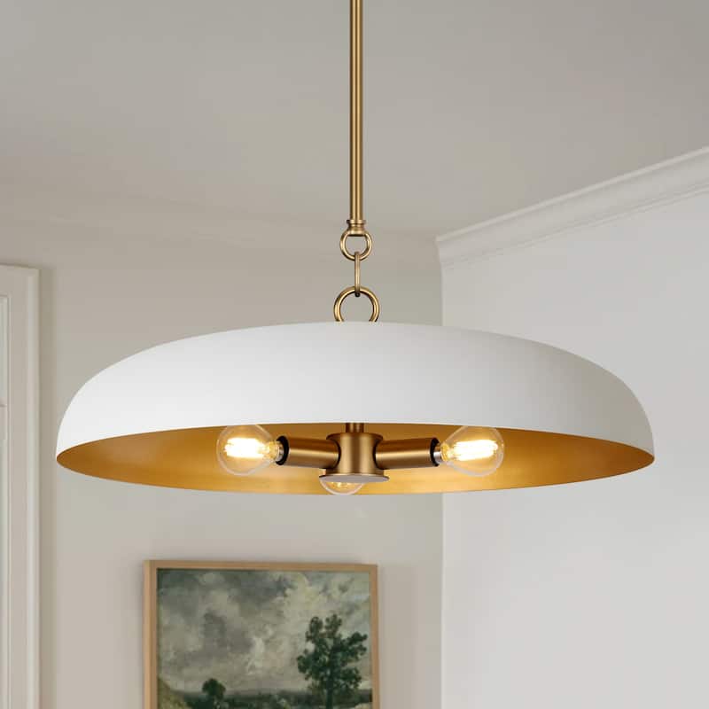 LamQee 20" Pendant Light Metal Dome Ceiling Hanging Lighting Chandelier - 19.7 inch