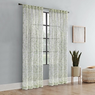 Verdure Botanical Print Semi Sheer Curtain Panel - Bed Bath & Beyond ...