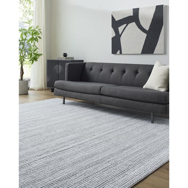 slide 2 of 6, Livabliss Siyah Modern Solid Area Rug White/Slate - 7' 10" x 10'