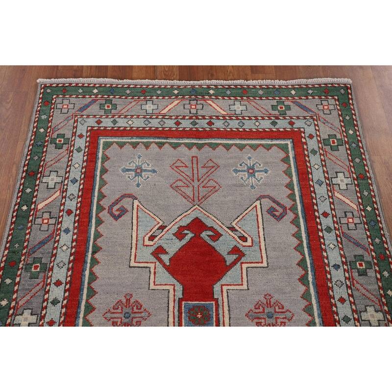 Kazak Foyer Rug Handmade Bedroom Wool Carpet - 3'6" x 4'11"