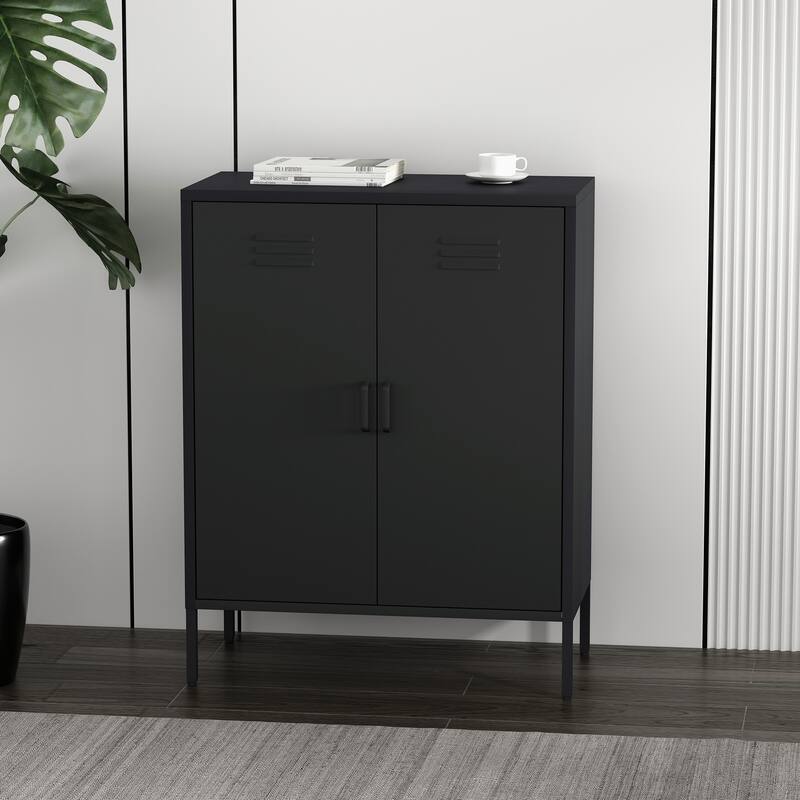 Manhattan Comfort Naomi 32" Metal Accent Cabinet - Black